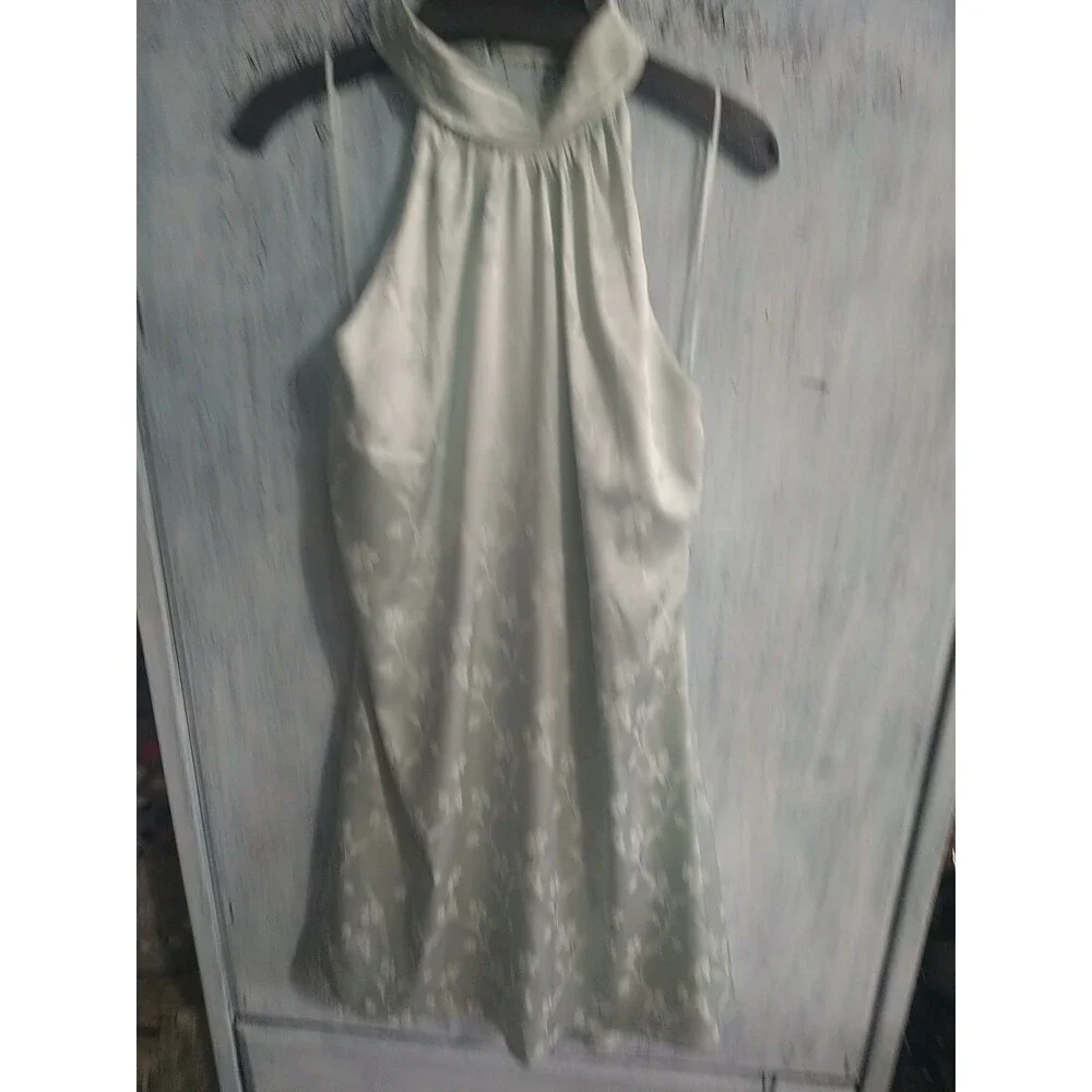 Badgley Mischka Sleeveless dress Nwt Size 14 Green Boho Feminine Cottage Core - Picture 2 of 12